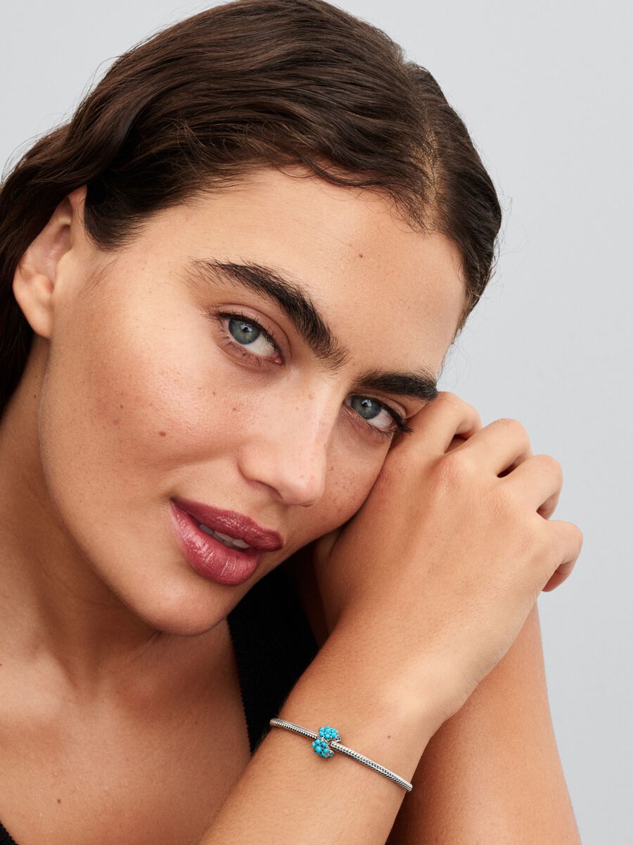 Conta Oceano Turquesa Prata