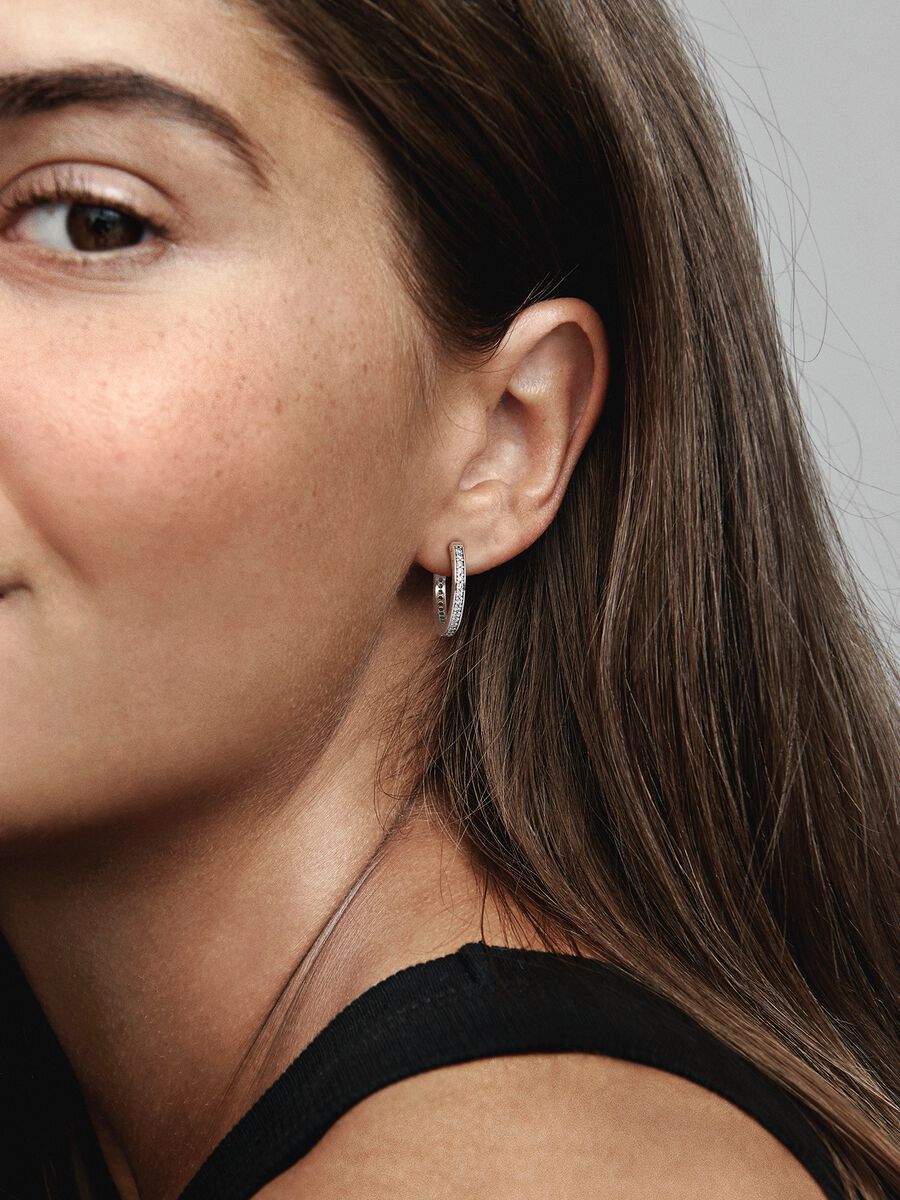 Argolas Brilho e Logótipo Pandora Prata