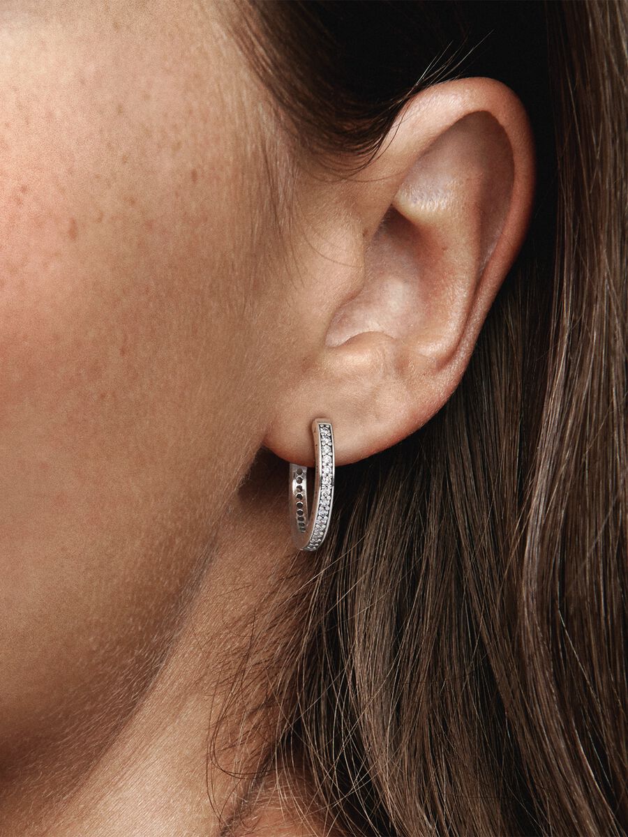 Argolas Brilho e Logótipo Pandora Prata