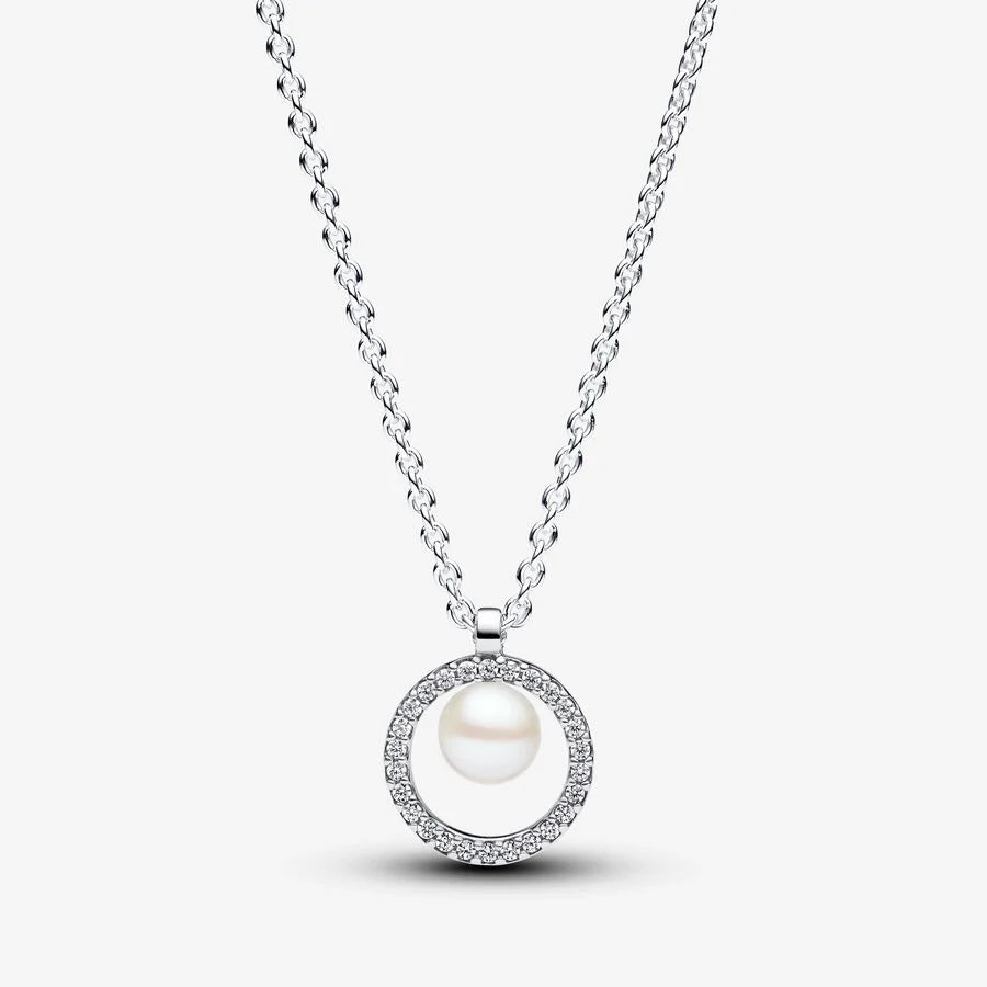Colar Treated Freshwater Cultured Pearl & Pavé
