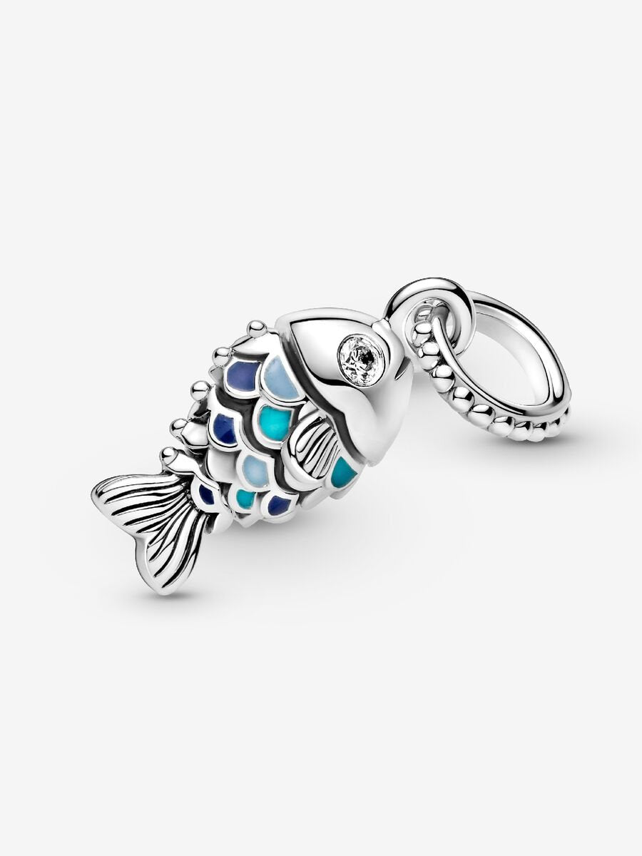 Conta Pendente Peixe Azul Prata