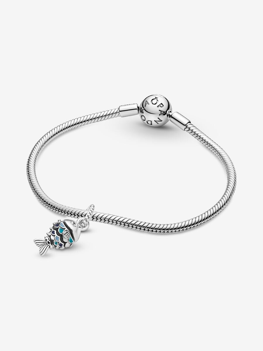 Conta Pendente Peixe Azul Prata