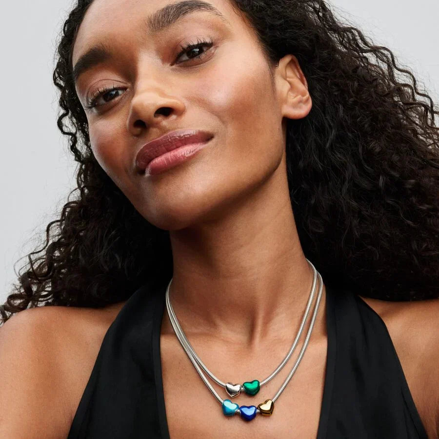 Conta Coração Azul Celeste Metálico