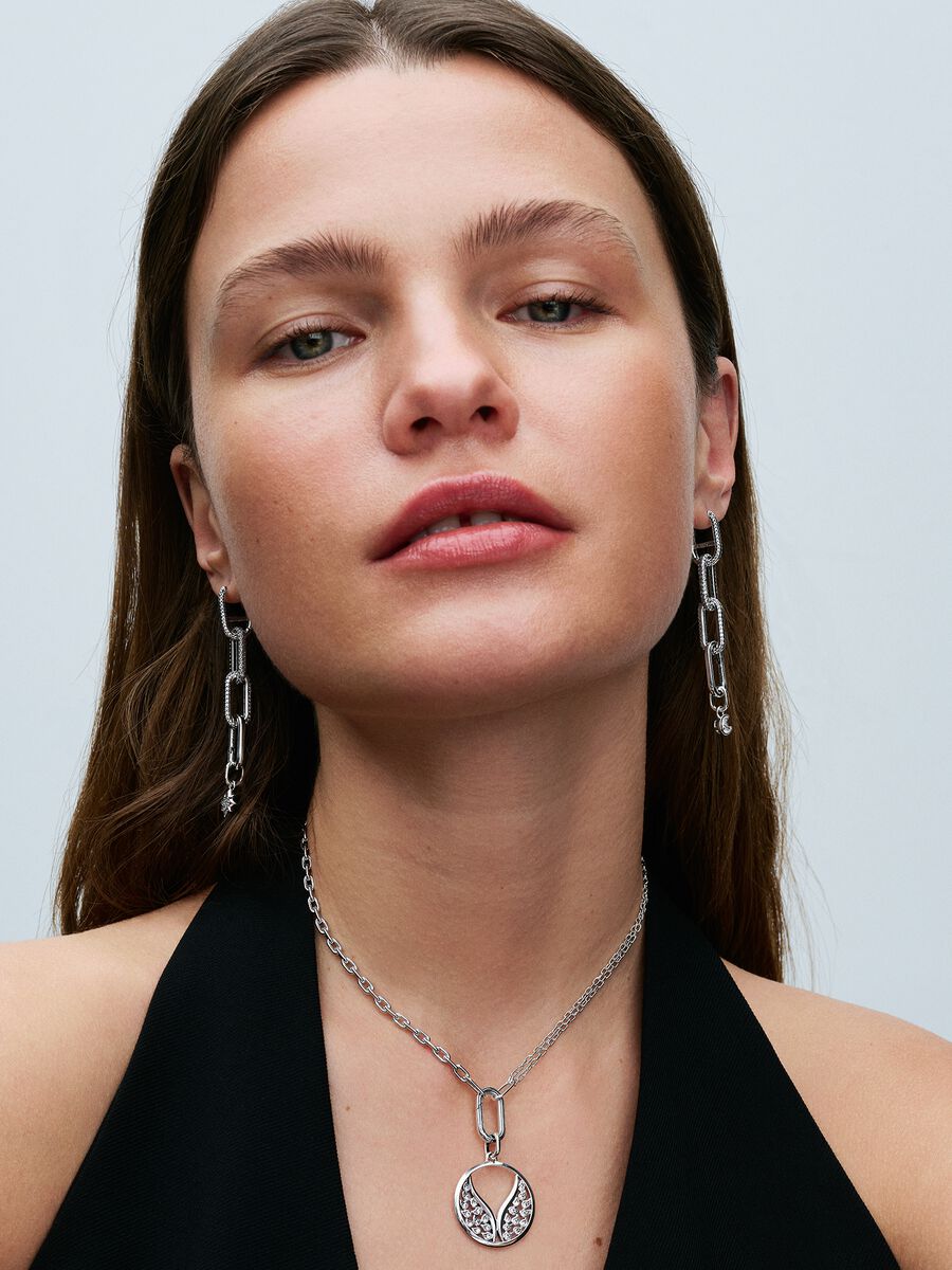 Mini-conta Pendente Lua Brilhante Prata