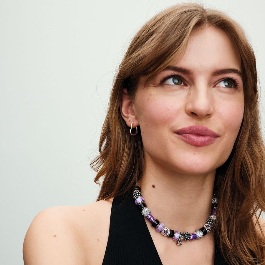 Conta Coração Roxo Metalizado