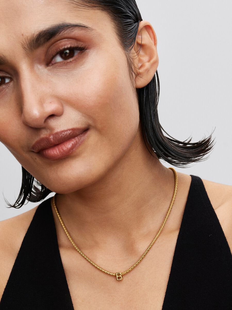 Conta Alfabeto Letra B Revestimento de ouro 14k