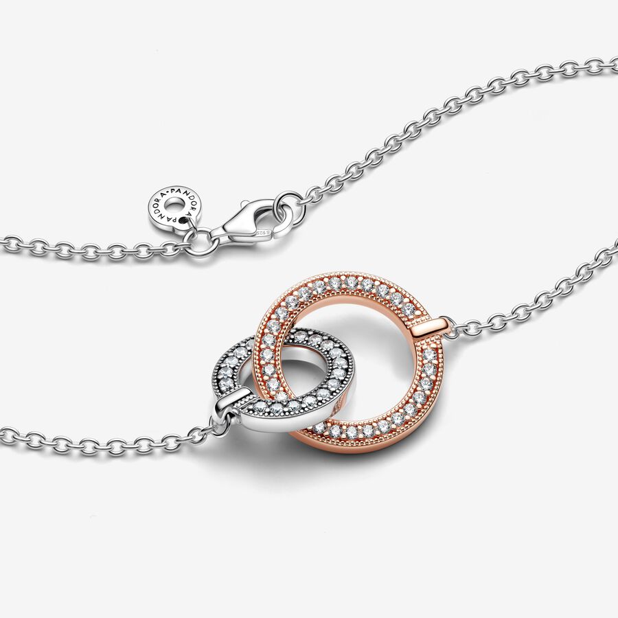Colar Pandora Signature Dois Tons Círculos Interligados