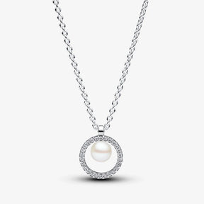 Colar Treated Freshwater Cultured Pearl & Pavé