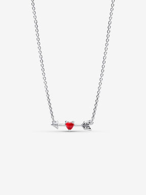 Colar Coração Flecha e Vidro Murano Prata