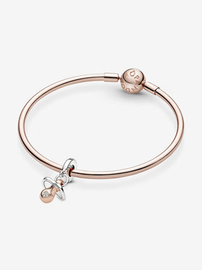 Conta Pendente Chupeta Prata, Revestimento de ouro rosa 14k