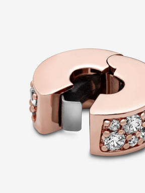 Clip Pavé Transparente Revestimento de ouro rosa 14k