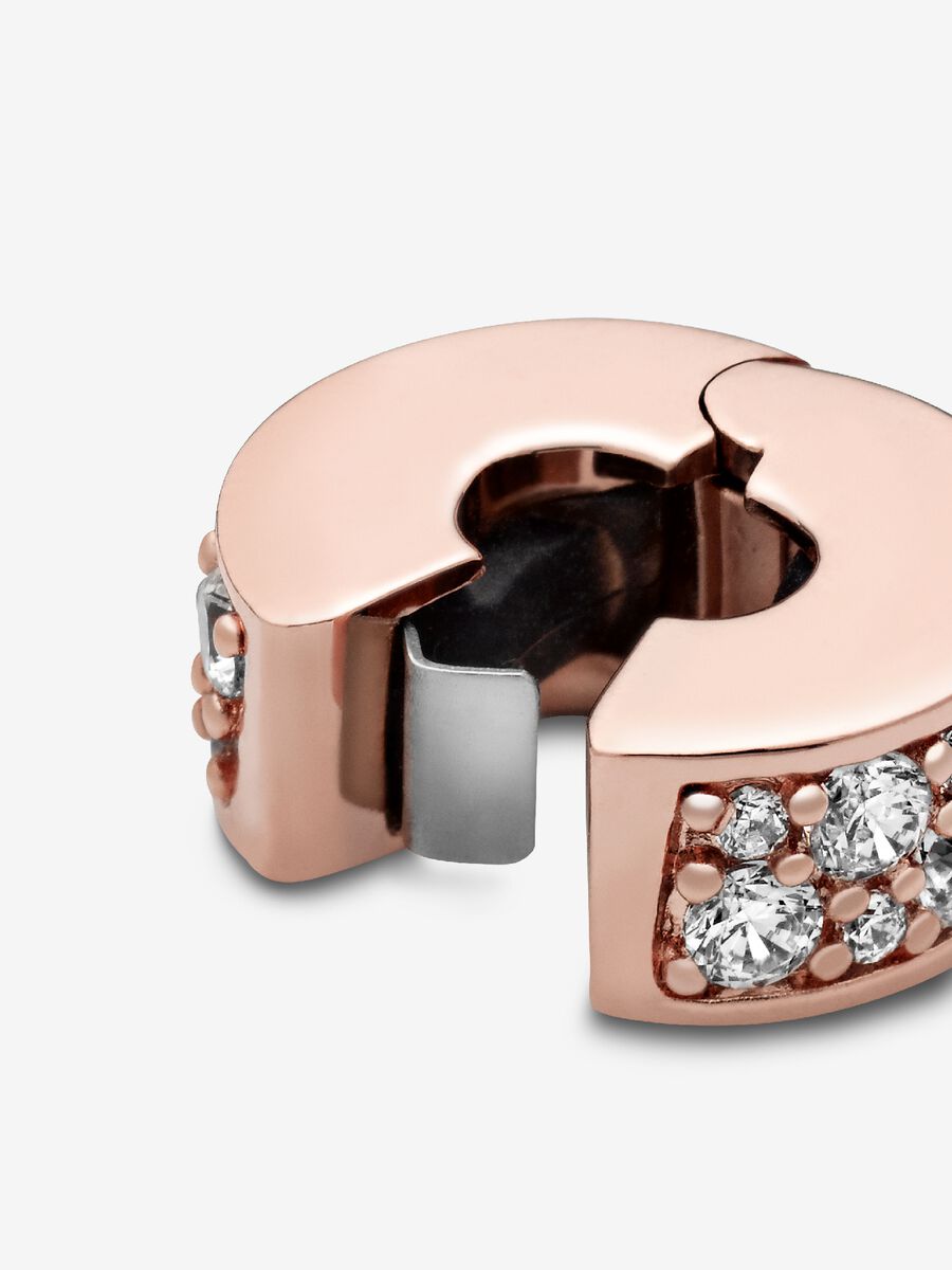 Clip Pavé Transparente Revestimento de ouro rosa 14k