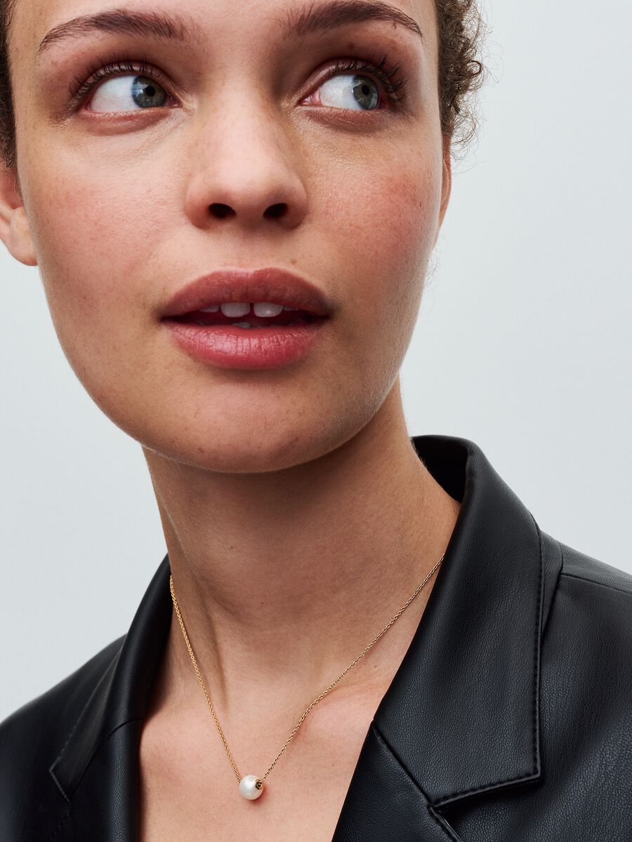 Colar Treated Freshwater Cultured Pearl Revestimento de ouro 14k