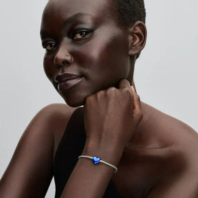 Conta Coração Azul Metálico