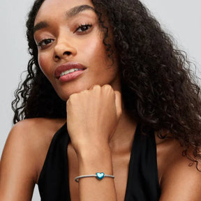 Conta Coração Azul Celeste Metálico