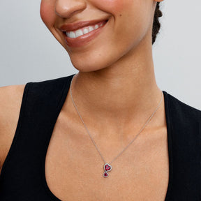 Colar Pendente Corações Auréola Vermelha