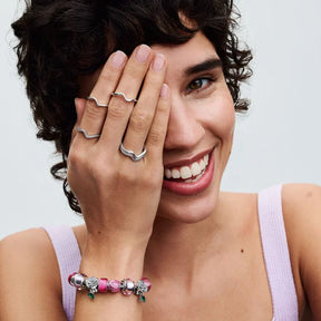 Conta Murano Cor-de-rosa com Círculo