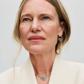 Conta Rosa Brilhante em Flor