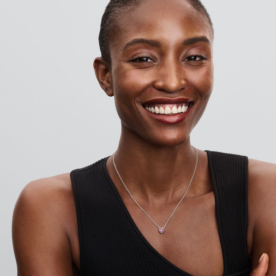 Colar Coração Elevado Rosa