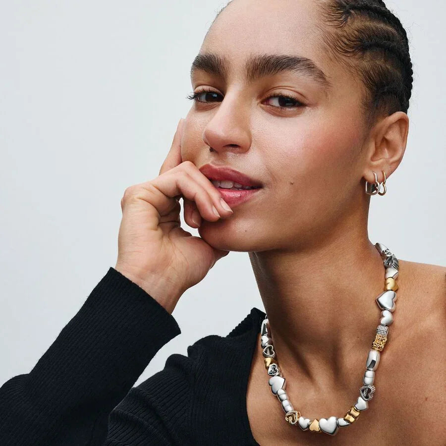 Colar Malha Snake Fecho Coração Pandora Moments