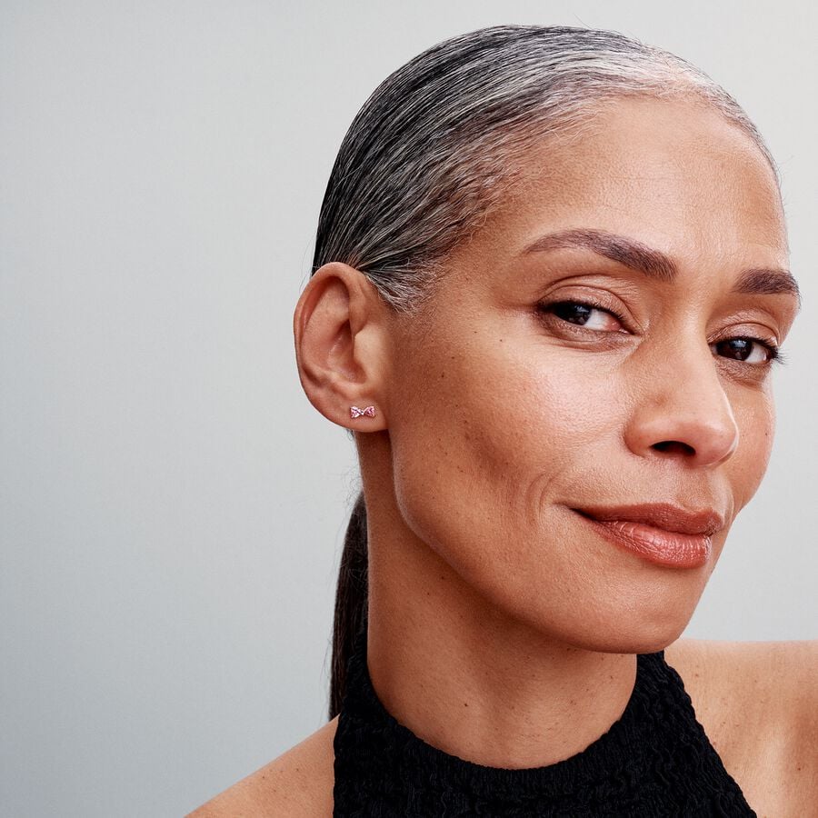 Brincos Espigão Laço Rosa Brilhante